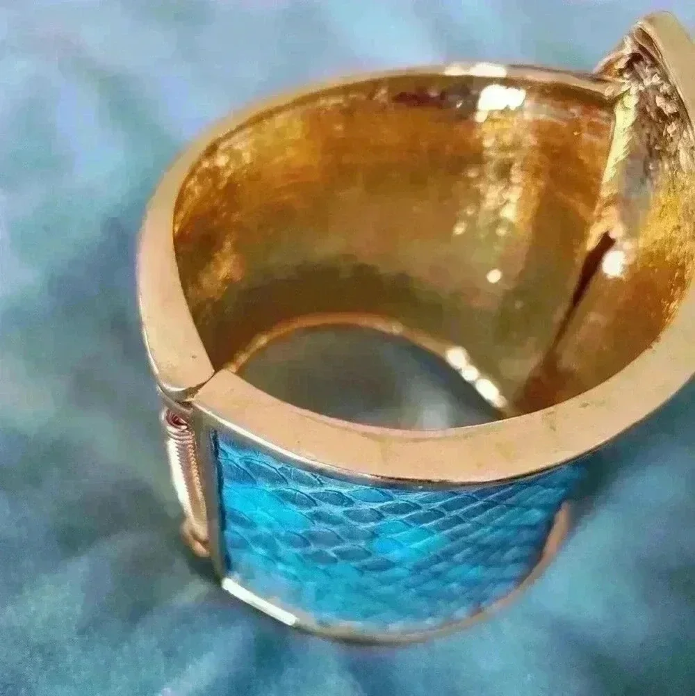 Kara Ross  teal snakeskin cuff - Picture 2 of 5